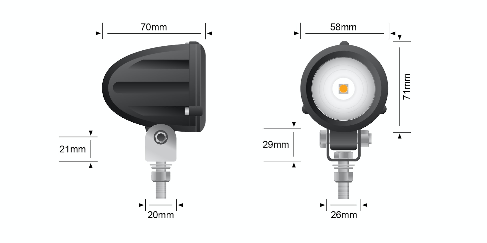STEDI MCX10 Motorcyle LED Light Driving Beam
